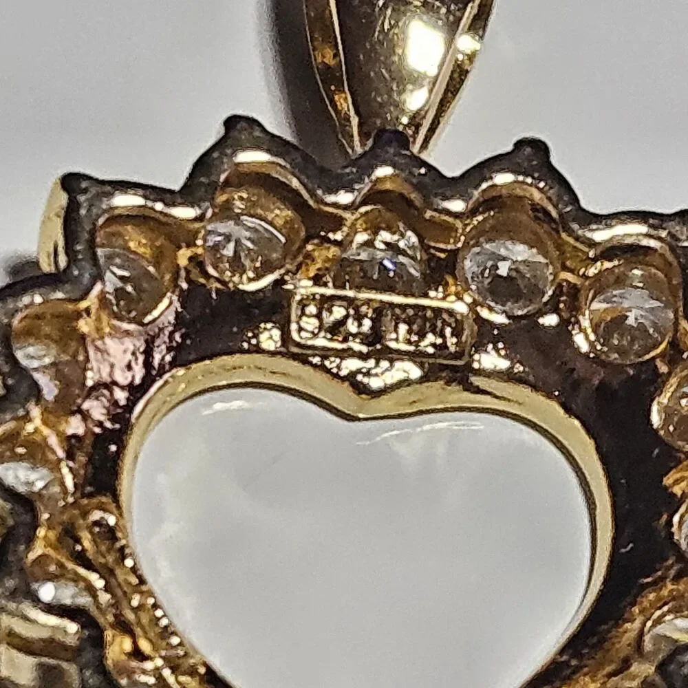 HAN 925 Yellow Gold Over Sterling Silver Vermeil CZ Heart Pendant - Picture 12 of 12
